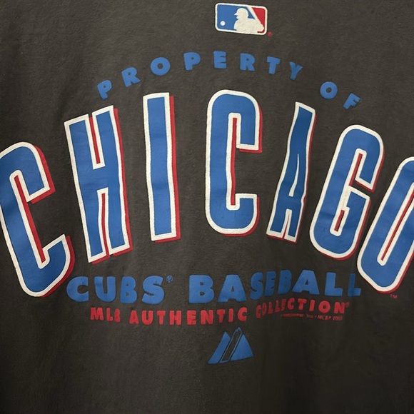 Mens Majestic Chicago Cubs Baseball MLB Cotton Short Sleeve TShirt, Gray, 5X - Picture 2 of 5